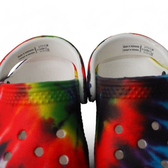 Crocs Classic "Rainbow Tie Dye" Colorful Clogs Multicolor Infant Toddler 5 - Picture 10 of 11
